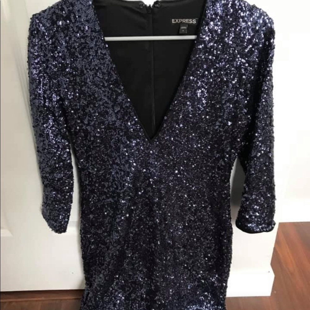 Purple full sequence dress with zipper on back
